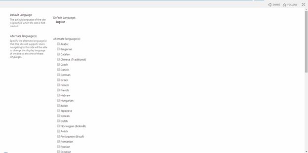 Language Settings in Share Point